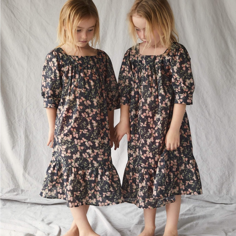Christy Dawn girls 2t Bianca  Midi Dress - Black and Pink forget me not noir